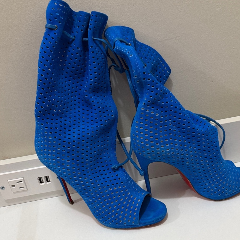 Christian louboutin  Elegant Blue Women's Heeled Boots size 37 1/2